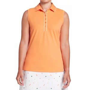 LADY HAGEN WOMENS PIPED SLEEVELESS GOLF POLO